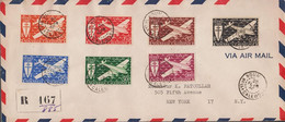 1946. NOUVELLE-CALEDONIE. REGISTERED Over To USA With Complete Set FRANCE LIBRE AIR MAIL ... (Michel 296-302) - JF425181 - Cartas & Documentos