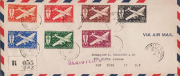 1946. NOUVELLE-CALEDONIE. REGISTERED Over To USA With Complete Set FRANCE LIBRE AIR MAIL ... (Michel 296-302) - JF425182 - Lettres & Documents