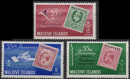 MALDIVE/1961/MNH/SC#80, 82, 86/55TH. ANNIV. OF 1ST POSTAGE STAMP OF THE MALDIVE ISLAND/ PARTIAL SET - Maldive (...-1965)