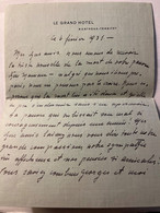 Lettre à En-tête Du Grand Hotel De Montreux Territet (Suisse) Pour Condoléances Suite Au Décès De Mme Rufenacht En 1931 - Manuscripten