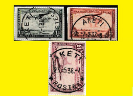 (°) AKETI BELGIAN CONGO / CONGO BELGE CANCEL STUDY [I] WITH 3 AIRMAIL STAMPS PA 09+13+12 - Varietà E Curiosità