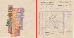 Romania 1945 Document Trade Agent Alexandru Georgescu With Perfins Inflation Revenue & Bourse Stamps - Revenue Stamps