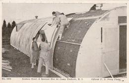 3150 – B&W PC - U.S. Navy Camp Endicott Rhode Island R.I. – Quonset Hut – Animation – VG Condition – 2 Scans - Sonstige & Ohne Zuordnung