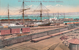 3151 – Oakland California CA – Shipping Scene At Long Wharf – Harbor Harbour Boat Train – Good Condition – 2 Scans - Oakland