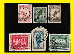 (°) AKETI BELGIAN CONGO / CONGO BELGE CANCEL STUDY [L] WITH 6 DIFFERENT STAMPS 1931/1958 PERIOD - Variétés Et Curiosités