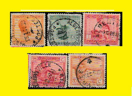 (°) ALBERTVILLE BELGIAN CONGO / CONGO BELGE CANCEL STUDY [B] WITH 5 DIFFERENT VLOORS STAMPS 1923/1925 PERIOD - Errors & Oddities