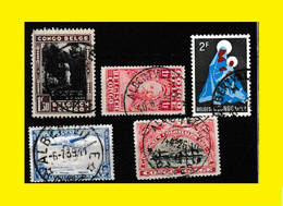 (°) ALBERTVILLE BELGIAN CONGO / CONGO BELGE CANCEL STUDY [G] WITH 5 STAMPS VARIA - Variétés Et Curiosités