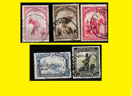 (°) ALBERTVILLE BELGIAN CONGO / CONGO BELGE CANCEL STUDY [M] WITH 5 PALM & ETHNIC STAMPS - Abarten Und Kuriositäten