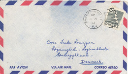 Canada Air Mail Cover Sent To Denmark 11-7-1961 Single Franked - Airmail