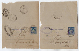 TB 3752 - 1893 / 98 - Entier Postal Type Sage X 2 - Me FLEUREAU Notaire à THORIGNE Pour SAINT GERMAIN DE LA COUDRE - Tarjetas Cartas