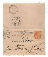 TB 3753 - 1902 - Entier Postal Type Mouchon - Me FLEUREAU Notaire à THORIGNE Pour SAINT GERMAIN DE LA COUDRE - Cartoline-lettere