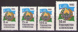 UZBEKISTAN -1993 Mi 30-33,Definitive Issue. National Symbols,MNH**LUX - Uzbekistan