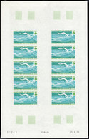 ST. PIERRE & MIQUELON(1976) Woman Swimmer. Maple Leaf. Full Sheet Of 10 Imperforates. Scott No 449, Yvert No 461 - Geschnittene, Druckproben Und Abarten