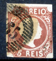 !										■■■■■ds■■ Portugal 185 AF#5 ø K.Pedro Straight Hair 5 Réis 3 SCANS (x6407) Cabelos Lisos - Used Stamps