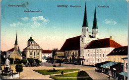 40902 - Deutschland - Altötting , Kapellplatz , Pfarrkirche , Gnadenkapelle , Magdalenenkirche - Gelaufen - Altoetting