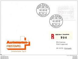 115 - 28 - Enveloppe  Recommandée Avec Timbre D'automate "Zwischenfarbe Typ 5"  4.3.82. - Automatic Stamps