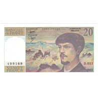 France, 20 Francs, Debussy, 1981, D.011 499169, SPL+, Fayette:66.2, KM:151a - 20 F 1980-1997 ''Debussy''