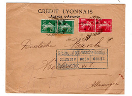 Perfin , " CL "  Credit Lyonais En  4 Timbres Lettre Pour Etranger - Covers & Documents