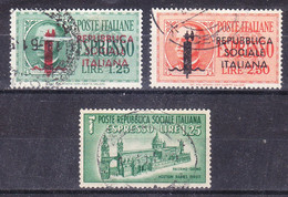 1944 RSI ESPRESSO Soprastampato + MONUMENTI DISTRUTTI Serie Completa USATO - Poste Exprèsse