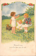 CPA - ILLUSTRATEUR - Pauli EBNER - Trois Enfants Jouant Avec Un Papillon - Fleurs - Ebner, Pauli