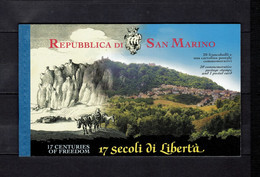 SAN MARINO 2000 Libretto (foglietti BF66+67+68+69+70) "17° Centenario Fondazione Repubblica" - Blocchi & Foglietti