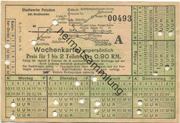 Deutschland - Stadtwerke Potsdam - Abt. Strassenbahn - Wochenkarte - Preis Für 1 Bis 2 Teilstrecken 0.90 RM 1938 - Fahrk - Europa