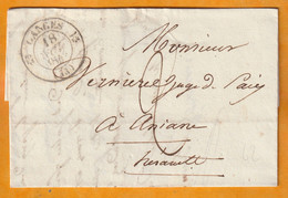 1842 - D4 Grand Cachet à Date Type 12 Simple Fleuron Sur Lettre Avec Texte De Ganges, Hérault Vers Aniane - Taxe 3 Décim - 1801-1848: Précurseurs XIX