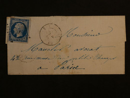 BK4 FRANCE  LETTRE 1857  PARIRE ?  +NAPOLEON N° 14 ++AFF. INTERESSANT++ - 1853-1860 Napoleone III