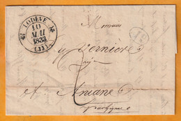 1833 - D4 Grand Cachet à Date Type 12 Simple Fleuron Sur Lettre De LODEVE Vers Aniane, Hérault - Décime Rural - 1801-1848: Précurseurs XIX