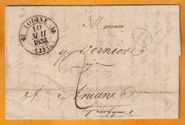 1833 - D4 Grand Cachet à Date Type 12 Simple Fleuron Sur Lettre De LODEVE Vers Aniane, Hérault - Décime Rural - 1801-1848: Vorläufer XIX