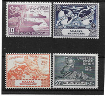 MALAYA - TRENGGANU 1949 UPU SET MOUNTED MINT Cat £5.25 - Trengganu
