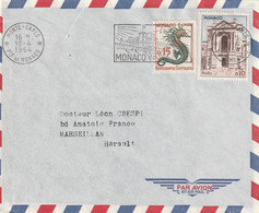 Monaco Lettre  Monte Carlo 10/4/1964 Pour Marseillan Hérault - Hippocampe - Briefe U. Dokumente