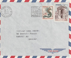 Monaco Lettre  Monte Carlo 10/4/1964 Pour Marseillan Hérault - Hippocampe - Covers & Documents