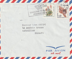 Monaco Lettre  Monte Carlo 10/2/1968 Pour Marseillan Hérault - Coquillages Fleurs - Cartas & Documentos