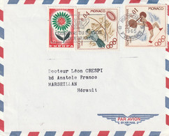 Monaco Lettre  Monte Carlo 22/3/1965 Pour Marseillan Hérault - Europa Fleurs - Sports Jeux Olympiques - Lettres & Documents