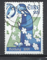 EIRE IRELAND IRLANDA 1991 CHRISTMAS ANNUNCIATION NOLLAIG NATALE NOEL WEIHNACHTEN NAVIDAD 28p USED USATO OBLITERE' - Used Stamps