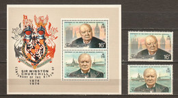 Falkland Islands 1974 Mi 230-231 + Block 1 MNH WINSTON CHURCHILL - SHIPS - Sir Winston Churchill