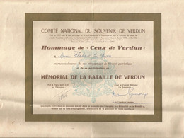 HOMMAGE DE CEUX DE VERDUN, Participation Au MEMORIAL DE LA BATAILLE DE VERDUN , 1961, Frais Fr 1.95 E - Non Classés