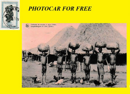 (°) ABA BELGIAN CONGO / CONGO BELGE CANCEL STUDY [I] COB 292 WITH FREE PHOTO CARD OF PORTERS IN ABA - Errors & Oddities