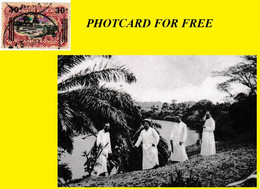 (°) ABA BELGIAN CONGO / CONGO BELGE CANCEL STUDY [J] COB 089 WITH FREE PHOTO CARD OF MISSIONARIES IN ABA - Errors & Oddities