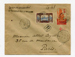!!! GABON, ENTIER RECOMMANDE DE LIBREVILLE DE 1916 POUR PARIS, CACHET MARITIME - Storia Postale