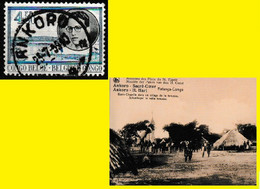 (°) ANKORO BELGIAN CONGO / CONGO BELGE CANCEL STUDY [B] 1 COB 335 WITH FREE PHOTO CARD OF THE ANKORO MISSION - Abarten Und Kuriositäten