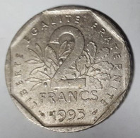 FRANCE 2 FRANCS NICKEL COMMEMORATIVE JEAN MOULIN 1993 - 2 Francs