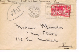 JEUX OLYMPIQUES 1924 -  MARQUE POSTALE - TIMBRE CONCORDANT - 26-07 - JOUR DE COMPETITION - EQUITATION - CYCLISME - - Sommer 1924: Paris