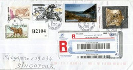 Lettre Recommandée Andorra 2022 à Singapour,avec Timbres Napoleon,Archeologie,Etang De Cabana Sorda T-p 2021 - Covers & Documents