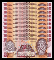 Honduras Lot 10 Banknotes 10 Lempiras José Trinidad Cabañas 2016 Pick 99c SC UNC - Honduras