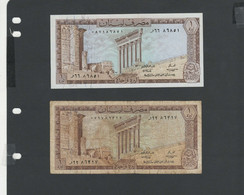 LIBAN - Lot 2 Billets 1 Livre SPL & TB/AU & F Pick.61 - Liban