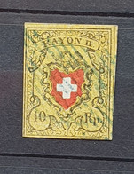 12 - 22 // Schweiz - Suisse - Rayon II - N°16 II Oblitération Grille Bleue - TB -  Cote : 200 FCH - 1843-1852 Kantonalmarken Und Bundesmarken