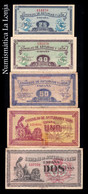 España Civil War Full Set Asturias Y León 25 40 50 Céntimos 1 2 Pesetas 1936 Pick S601-S605 BC/SC F/UNC - Andere & Zonder Classificatie