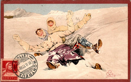 Pellegrini Cpa Sport D'Hiver そり Luge 雪橇 Slitta Trineo Neige Snow 雪 N°103 Cpa Couleur Voyagée 1917 En B.Etat - Andere & Zonder Classificatie